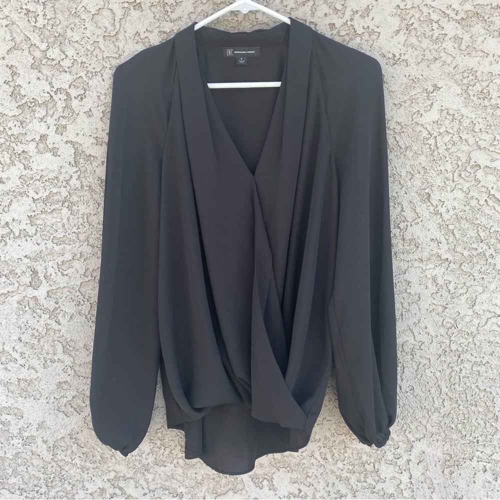 INC INTERNATIONAL CONCEPTS Black V Neck Blouse - Picture 8 of 11
